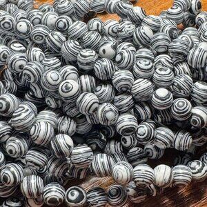 8mm Gray Synthetic Malachite Bead Strand